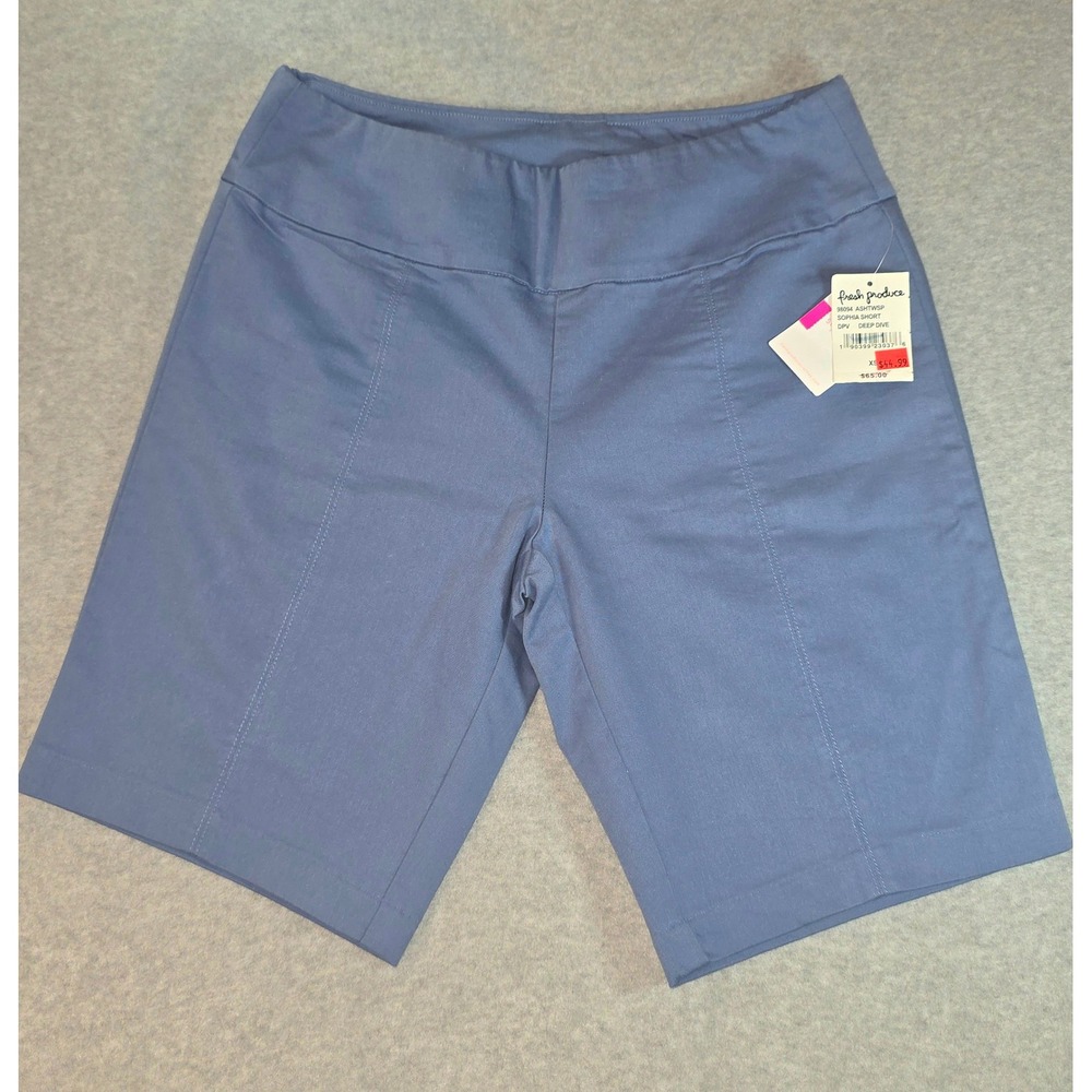 Fresh Produce Womens Bermuda Shorts XS Blue Pull On Stretch Casual